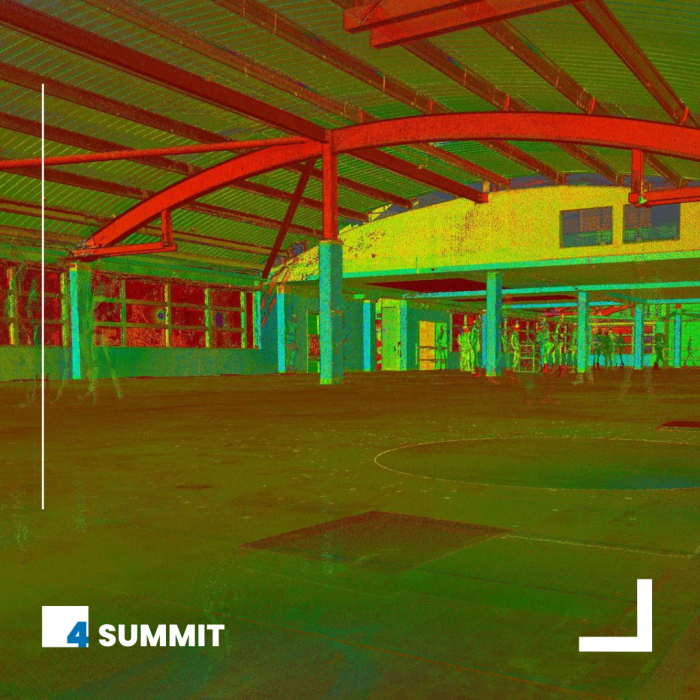 3D laser scan point cloud of building interior, showing detailed structural elements